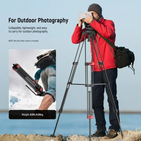 neewer video tripod with adjustable fluid head _ black
